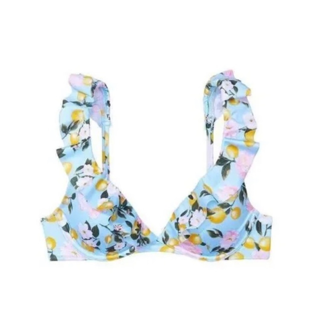 Floral Ruffle Bikini Top